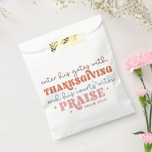 Sachets En Papier Citation chrétienne de Thanksgiving (Scellé)