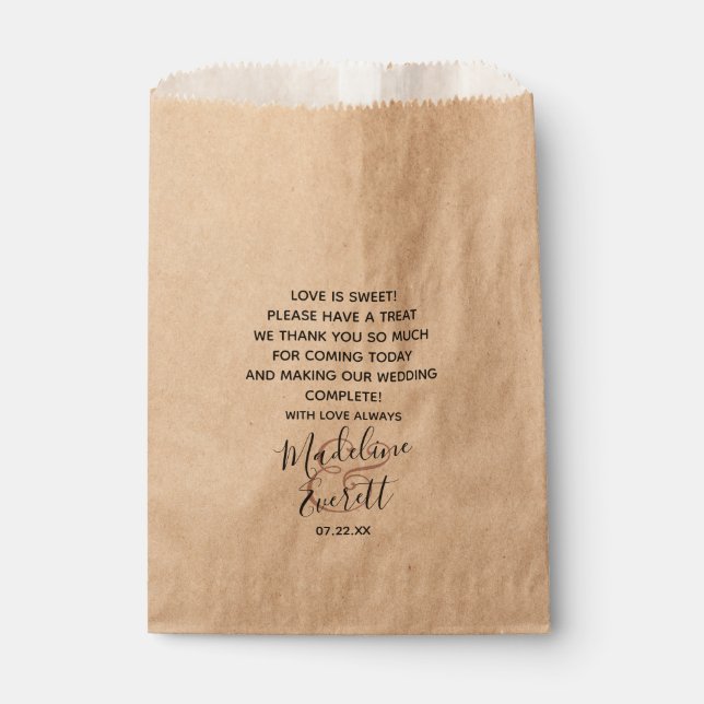 Sachets En Papier Citation personnalisée Texte Mariage L'amour est d (Devant)