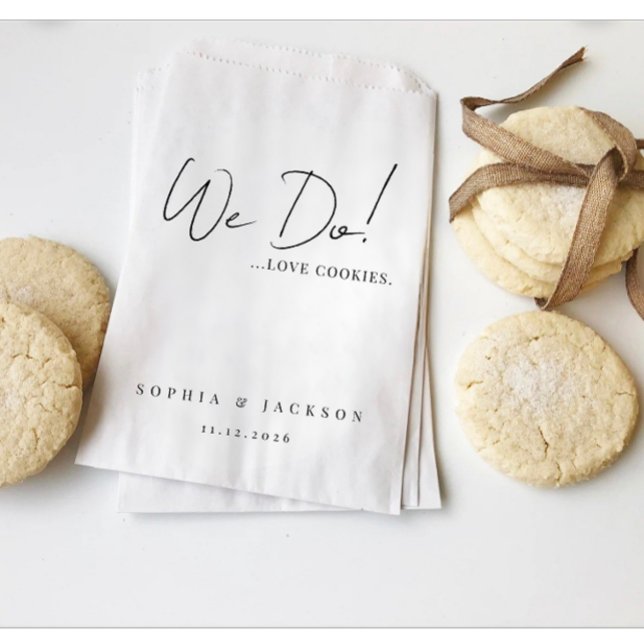 Sachets En Papier Citation simple et mignonne de mariage | Texte noi (Cute we do wedding quote couple name date gift favor bag)