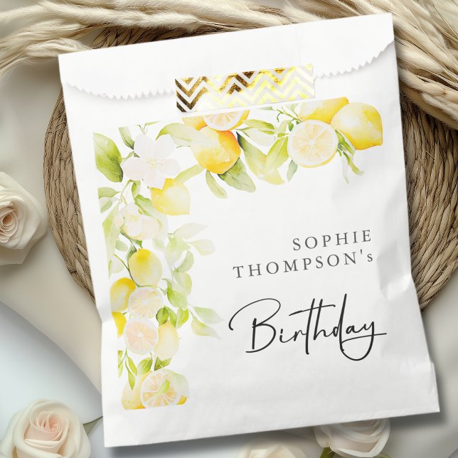 Sachets En Papier Citron aquarelle rustique anniversaire (Créateur téléchargé)