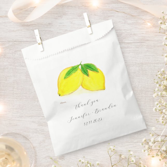 Sachets En Papier Citrons mariage d'aquarelle de fruits jaunes (Coupé)