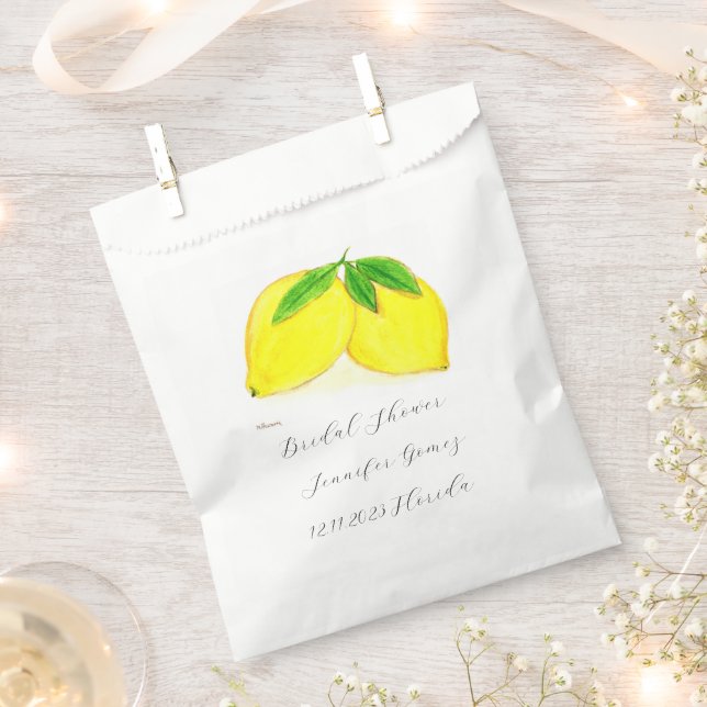 Sachets En Papier Citrons Mariage d'aquarelle de fruits jaunes (Coupé)