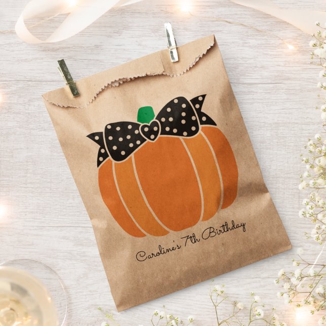 Sachets En Papier Citrouille avec Bow Girly Fall Anniversaire (Coupé)