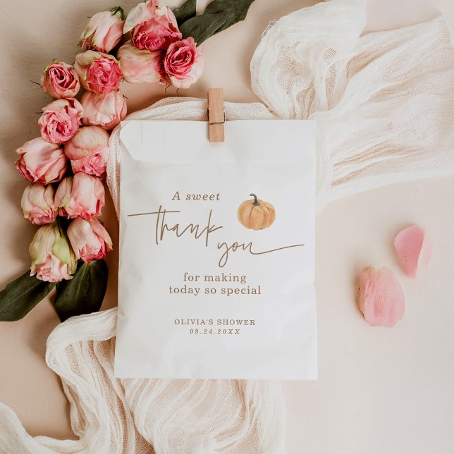 Sachets En Papier Citrouille Baby shower Merci Faveurs, Bébé Automne (Créateur téléchargé)