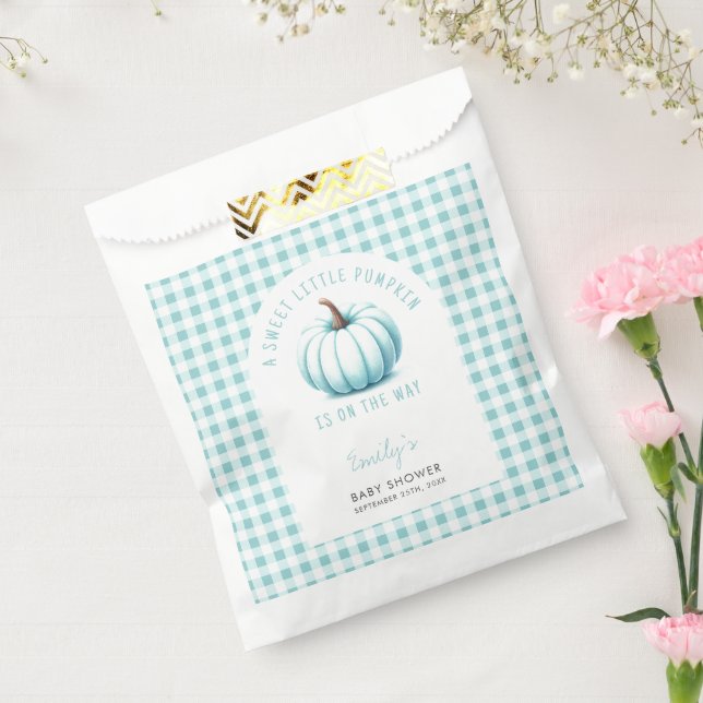 Sachets En Papier Citrouille Bleu En vichy Plaid  garçon Baby shower (Scellé)