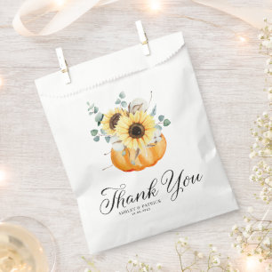 Sachets En Papier Citrouille d'aquarelle et Mariage de automne de to