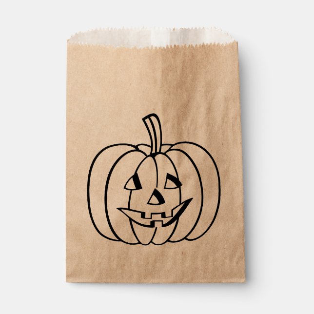 Sachets En Papier Citrouille d'Halloween Jack-O-Lantern (Devant)