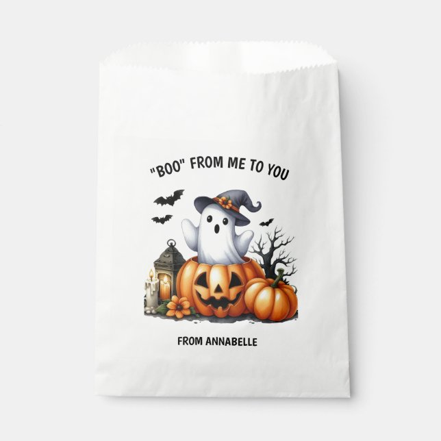 Sachets En Papier Citrouille Fantôme Boo Halloween (Devant)