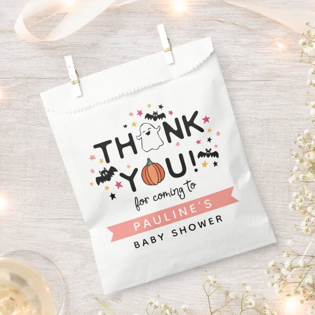 Sachets En Papier Citrouille Ghost Pink Halloween Merci Baby shower (Coupé)