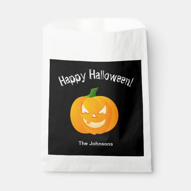 Sachets En Papier Citrouille Halloween Fête Favoriser Treat Bags (Devant)