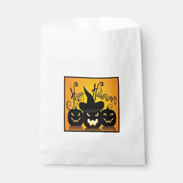 Sachets En Papier Citrouilles de Black Happy Halloween (Devant)