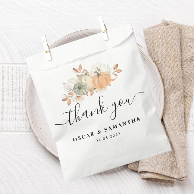 Sachets En Papier Citrouilles et fleurs à l'aquarelle d'automne (Créateur téléchargé)