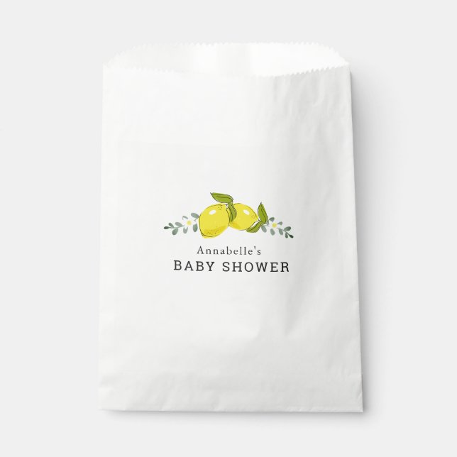 Sachets En Papier Citrus citron Floral Baby shower simple Favoriser  (Devant)