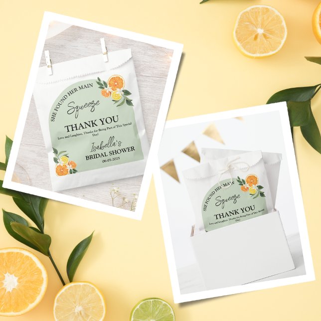 Sachets En Papier Citrus Elle a Trouvé Sa Robe de Mariée Merci Cadea (Citrus She Found Her Main Thank You Bridal)