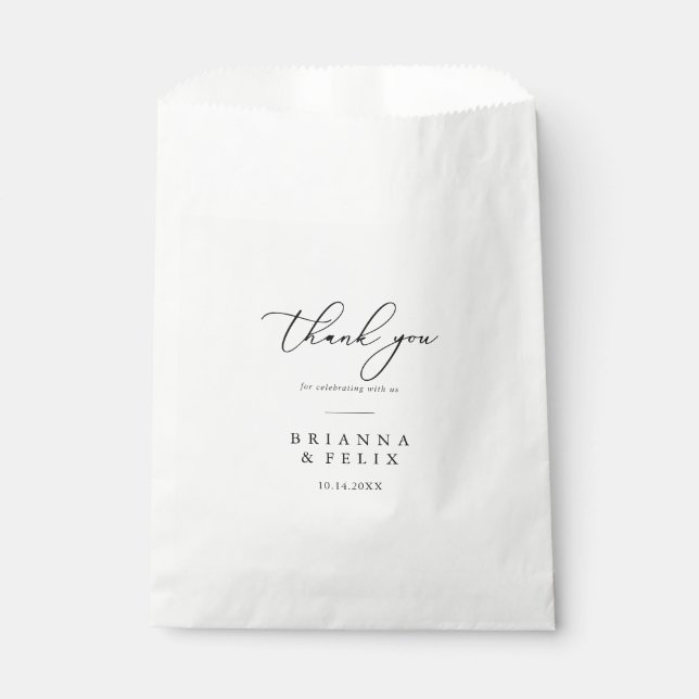Sachets En Papier Classé chic minimaliste Merci Mariage (Devant)