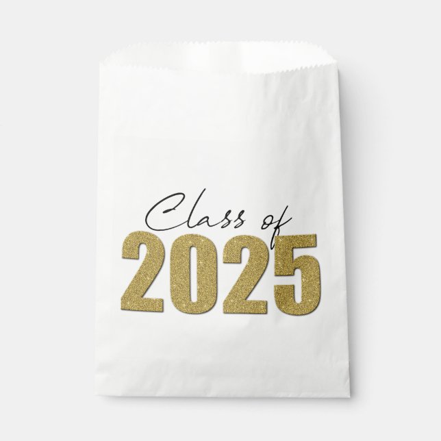 Sachets En Papier Classe de Parties scintillant d'or de 2025 (Devant)