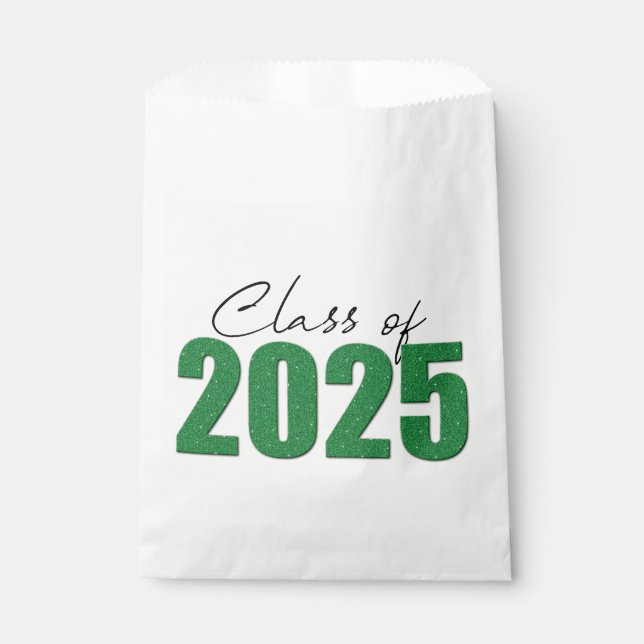 Sachets En Papier Classe de Parties scintillant verte de 2025 (Devant)