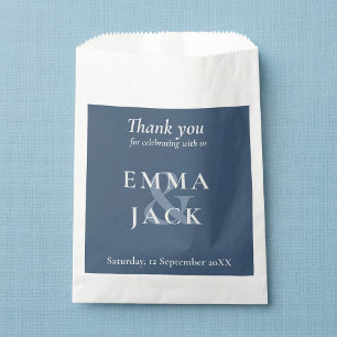 Sachets En Papier Classic Blue Elegant Serif Font ampersand moderne