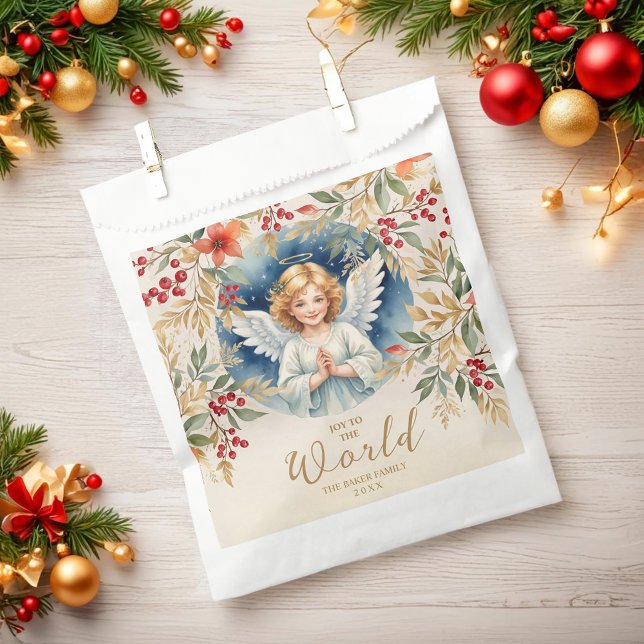 Sachets En Papier Classic Exquisite Christmas Victorian Angel Xmas (Classic Exquisite Christmas Angel with Flowers Victorian-Themed Inspired Christmas Favors Bags)