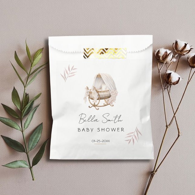 Sachets En Papier Classic Floral Gold Bassinet Baby Shower (Créateur téléchargé)