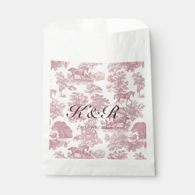 Sachets En Papier Classy Elegant Rose Horse Toile Nom Initiales (Devant)