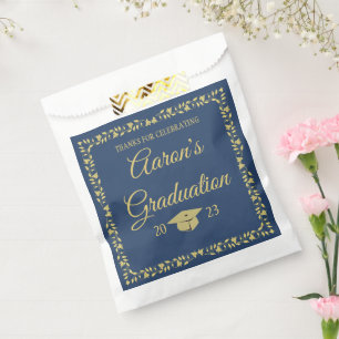 Sachets En Papier Classy Stylish Gold on Navy Graduation Party