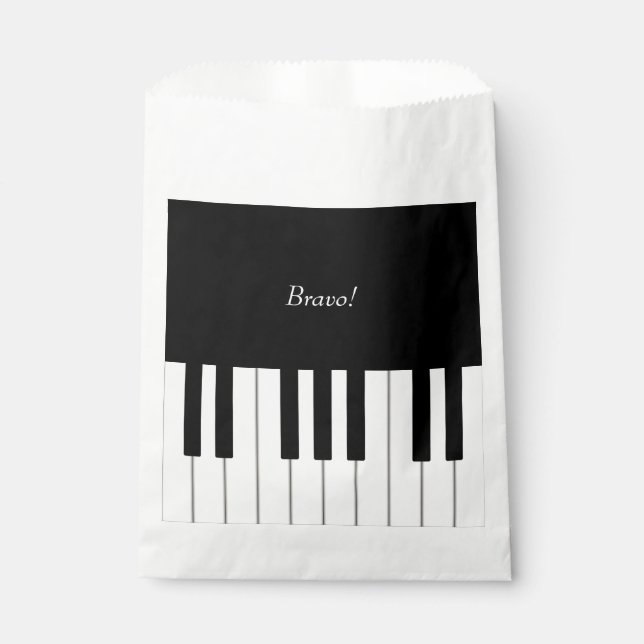 Sachets En Papier Clavier Piano élégant Nom et message personnalisés (Devant)