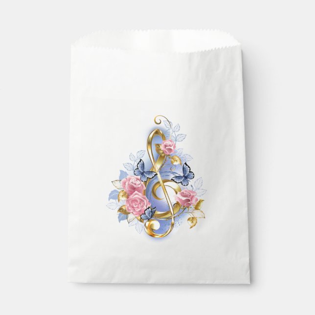 Sachets En Papier Clé de fer avec roses roses roses (Devant)