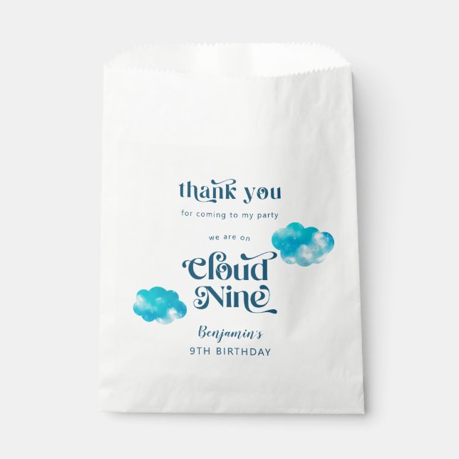 Sachets En Papier Cloud Nine Boy fête son 9e anniversaire (Devant)