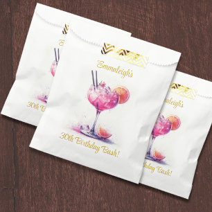 Sachets En Papier Cocktail à thème rose Anniversaire