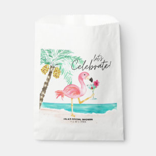 Sachets En Papier Cocktail de plage flamant rose pour une douche de