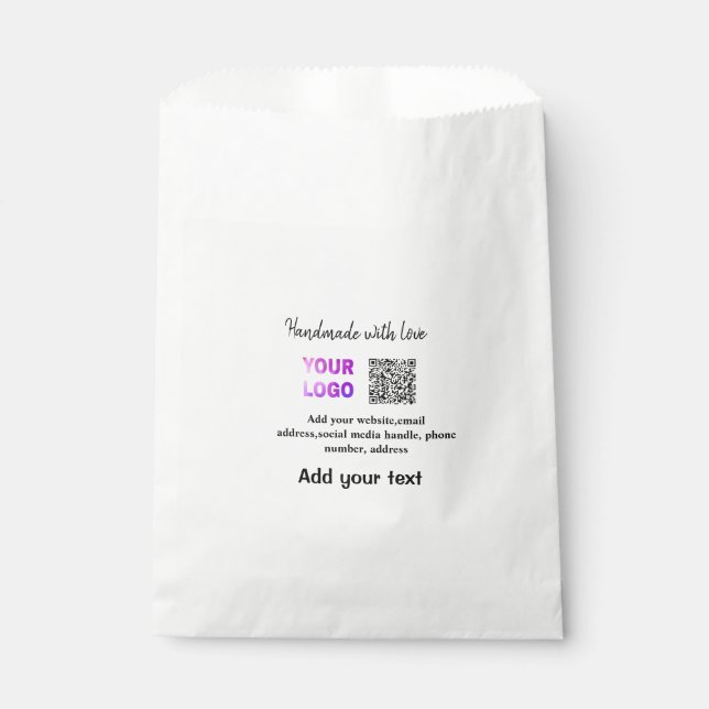Sachets En Papier Code QR minimal simple ajouter un logo nom de code (Devant)