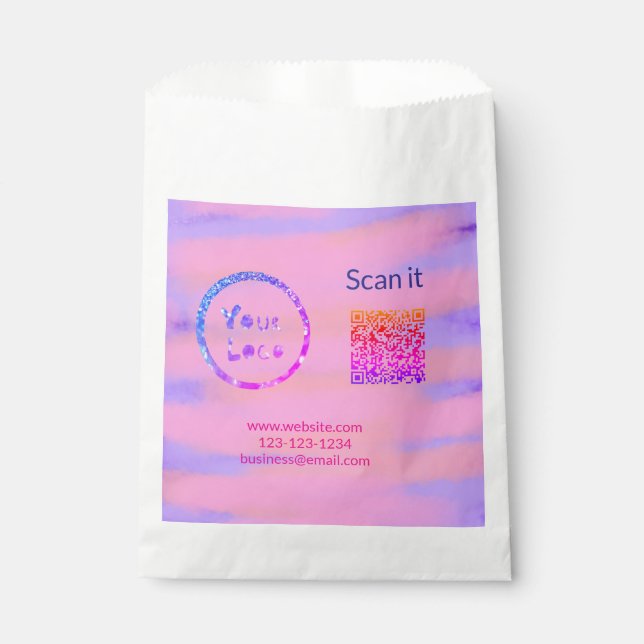 Sachets En Papier Code QR minimal simple ajouter un logo nom de code (Devant)