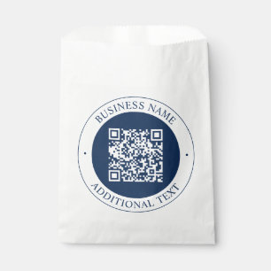Sachets En Papier Code QR personnalisable & Texte Bleu marine fonc