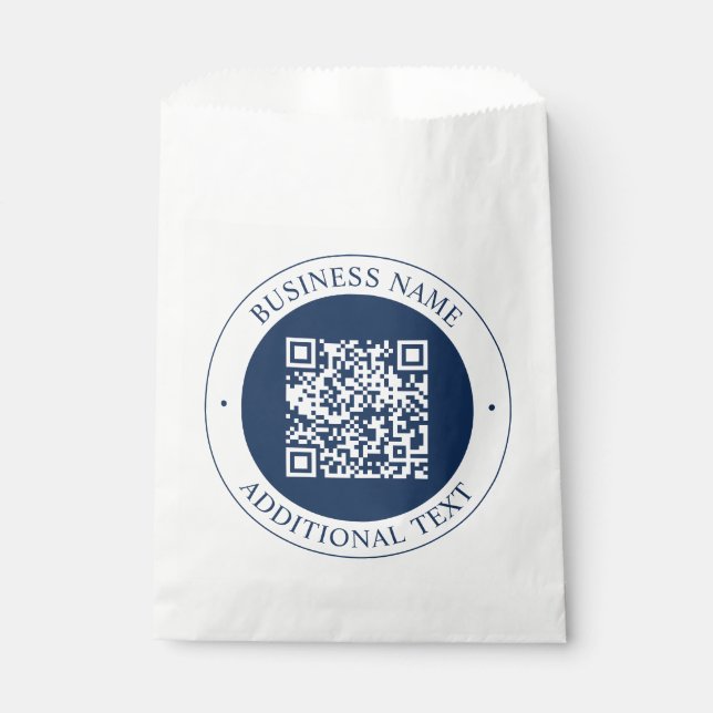 Sachets En Papier Code QR personnalisable & Texte | Bleu marine fonc (Devant)