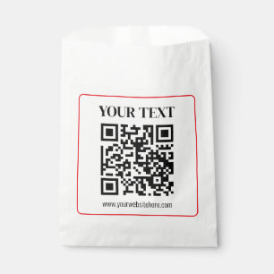 Sachets En Papier Code QR simple noir et blanc avec bordure rouge