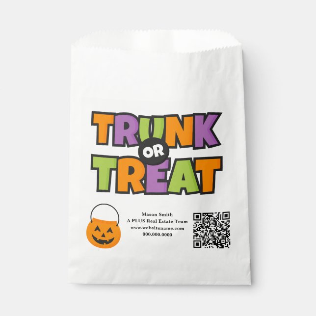 Sachets En Papier Code QR Trunk Treat Affaires Entreprise Soirée (Devant)