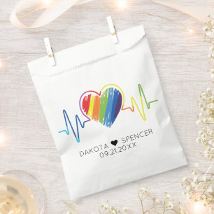 Sachets En Papier Coeur arc-en-ciel   Abstrait Scribble Heart LGBQ