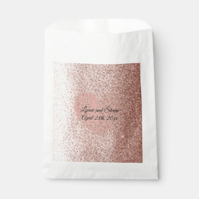 Sachets En Papier Coeur de Parties scintillant rose Gold Faux (Devant)