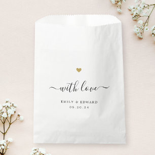 Sachets En Papier Coeur d'or moderne avec Mariage d'amour