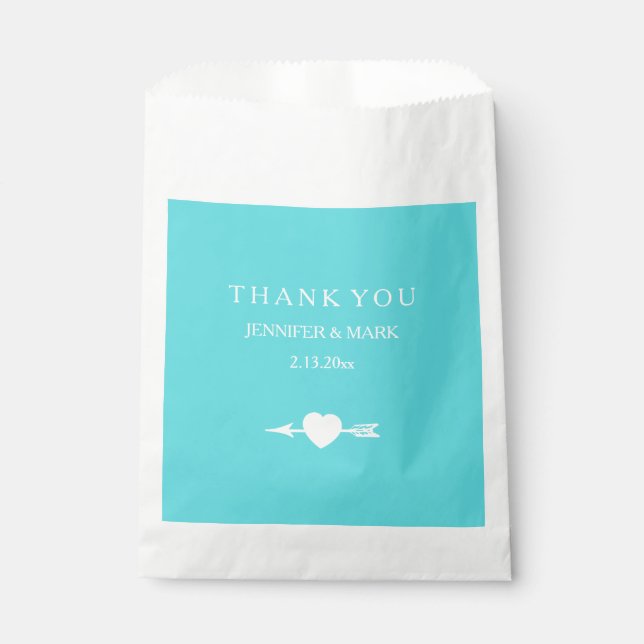 Sachets En Papier Coeur et flèche bleu chic (Devant)