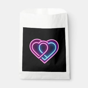 Sachets En Papier Coeur rose néon/bleu Tasse de la Saint-Valentin