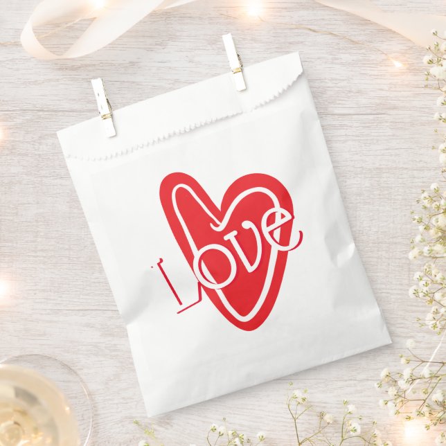 Sachets En Papier Coeur rouge cool avec amour (Coupé)