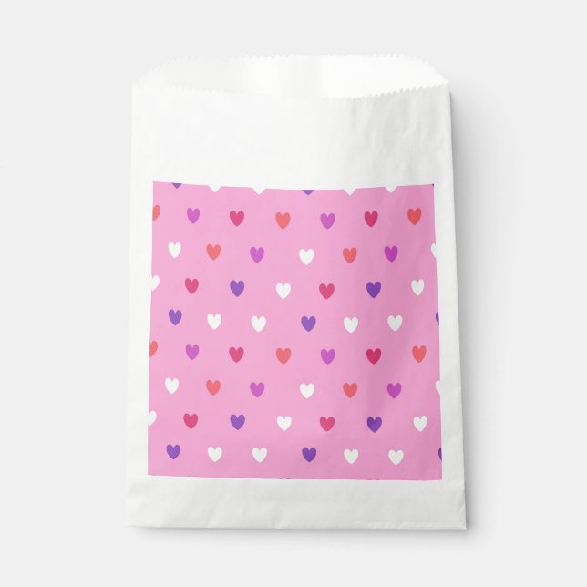 Sachets En Papier Coeurs polka rose (Devant)