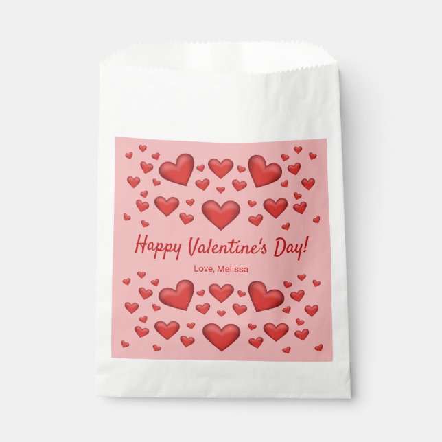 Sachets En Papier Cœurs rouges Joyuse Saint-Valentin & Texte personn (Devant)