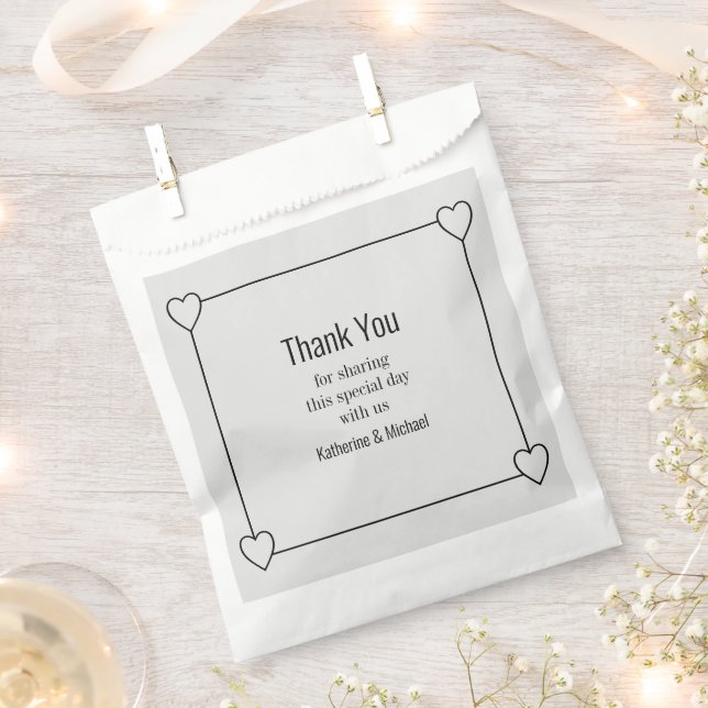 Sachets En Papier Coeurs simples et romantiques Mariage gris clair (Coupé)