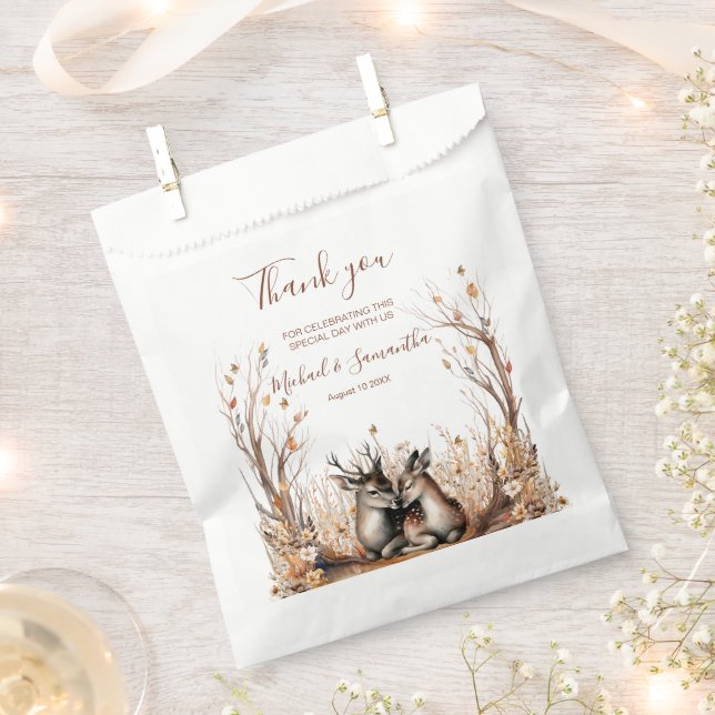 Sachets En Papier Collection de mariage Cerf Rustique d'Automne (Coupé)