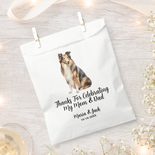 Sachets En Papier Collie Full Color Pet Mariage (Coupé)