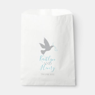 Sachets En Papier colombe grise et ruban bleu merci pour