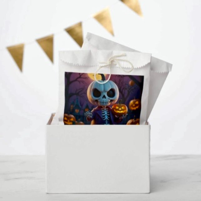 Sachets En Papier Compagnon squelette de patch de citrouille (Favor Bag Dimensions: 5.75”x8” sold in sets of 50. )